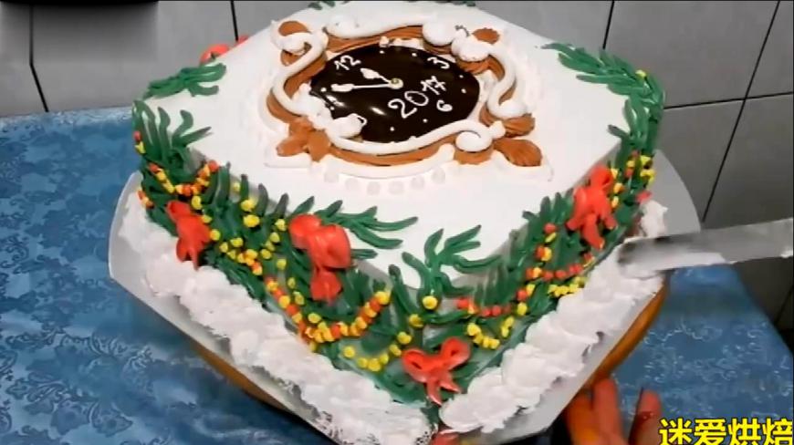奶油生日蛋糕制作视频,如何做出如漂亮的时钟蛋糕