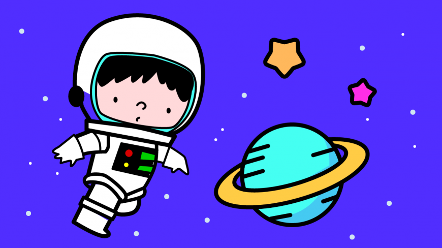 亲子早教简笔画:太空中的宇航员和星球,宝宝绘画启蒙