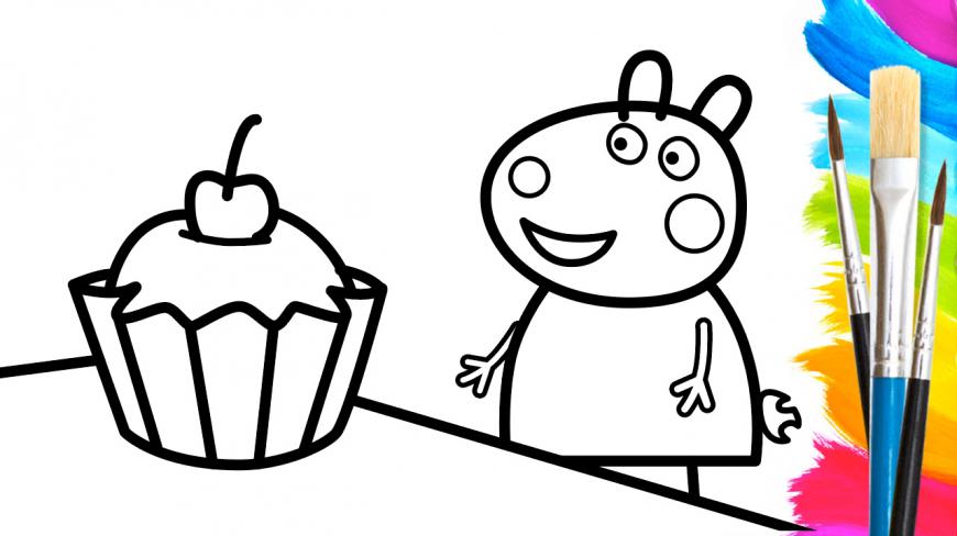 亲子早教简笔画:佩奇的朋友小羊苏西和樱桃蛋糕