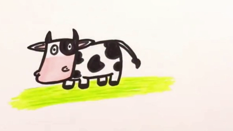 很可爱的奶牛简笔画,只需要这样勾勾画画一只可爱的奶牛就诞生了
