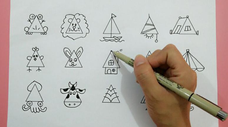 2分钟学会用三角形画15款卡通简笔画,特别适合小朋友简单漂亮
