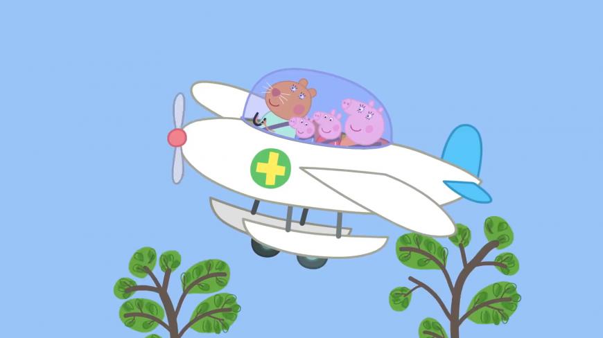 小猪佩奇-佩奇一家坐上医生的飞机救援 简笔画涂色书