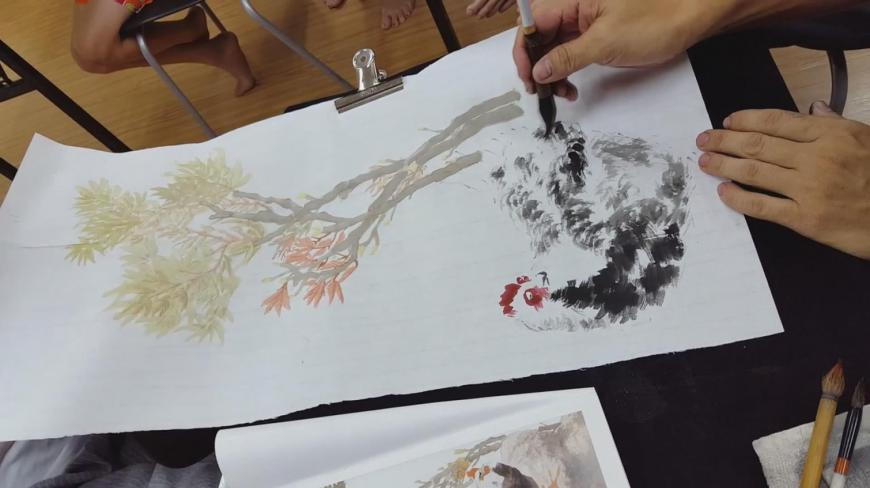 中国国画 画只简单的母鸡