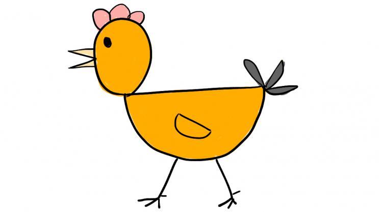 很直接很传统的小鸡的画法,教宝宝很合适