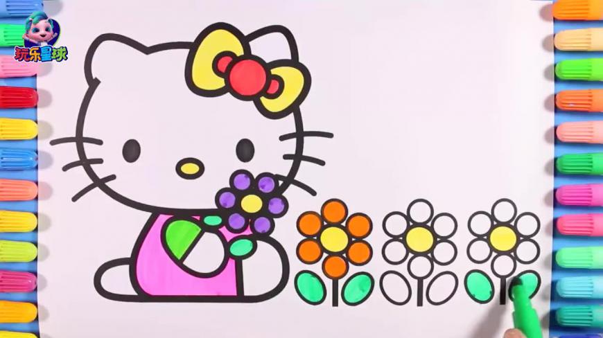 hellokitty儿童简笔画涂色