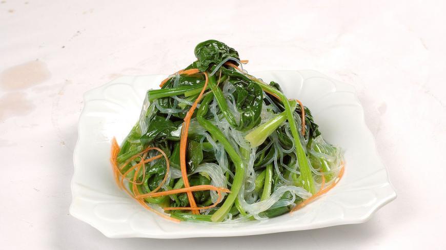 菠菜只会炒着吃?粉丝+菠菜,好一道爽口开胃的凉拌小菜!