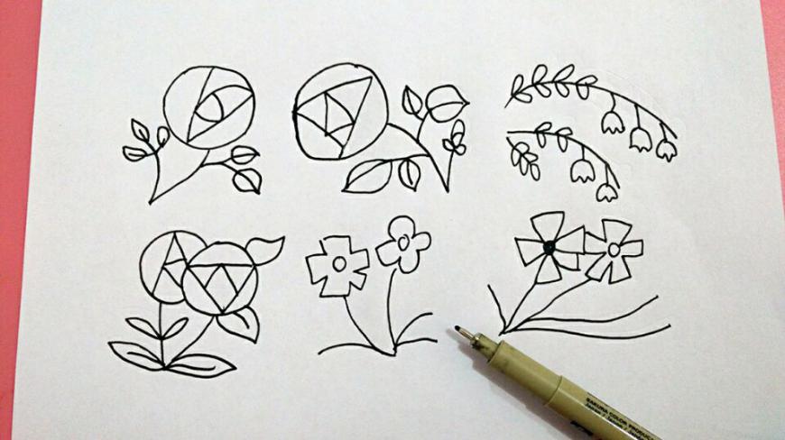 手抄报必备“花朵简笔画”插图素材,画法简单还实用
