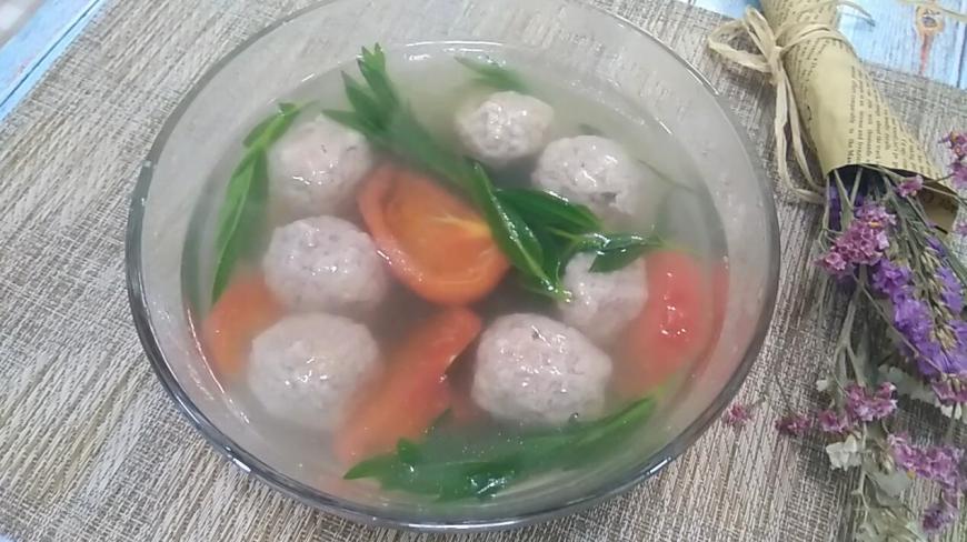 鸭嘴菜做的菜翡翠肉圆汤,时令野菜,味道鲜美