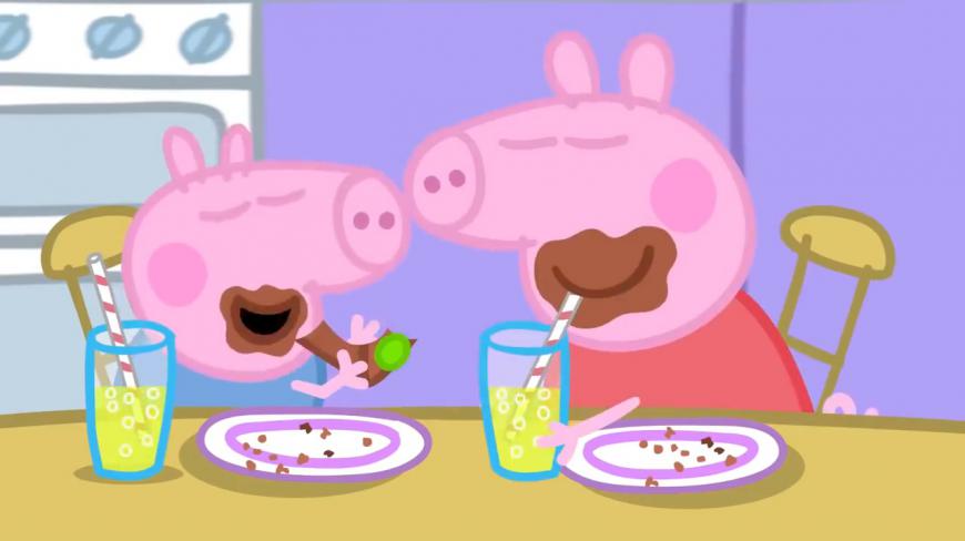 小猪佩奇 佩奇和弟弟吃蛋糕喝果汁 简笔画涂色书