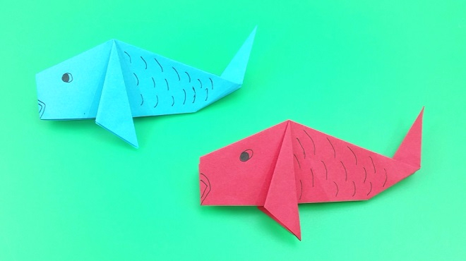 儿童手工折纸鲤鱼 亲子益智手工制作