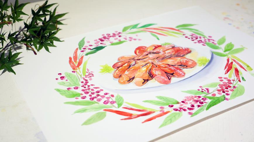 世界杯,手绘美食龙虾