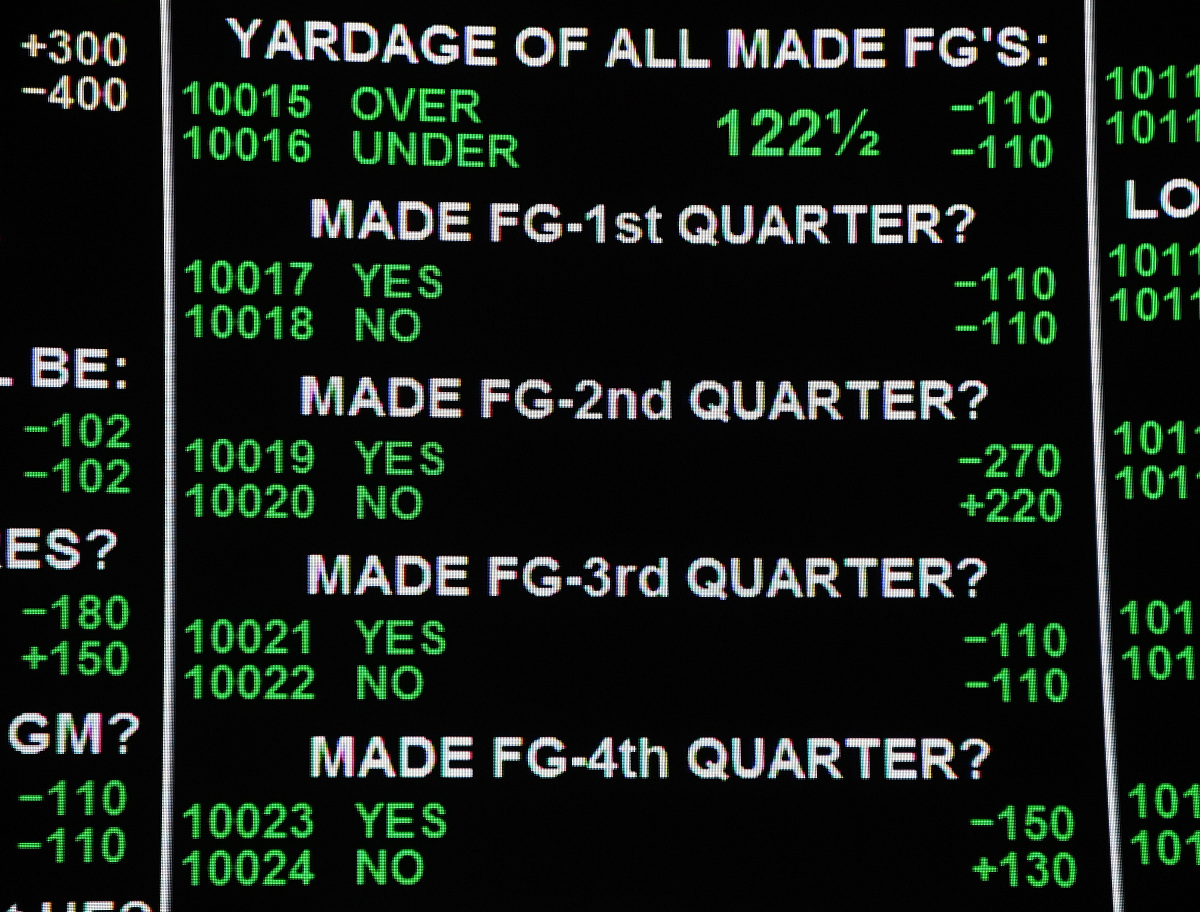 las vegas, nv - january 26:  odds on field goals for super bowl 