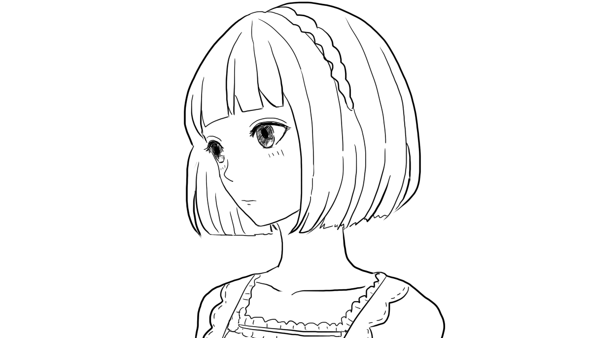 短发少女头像动漫简笔画