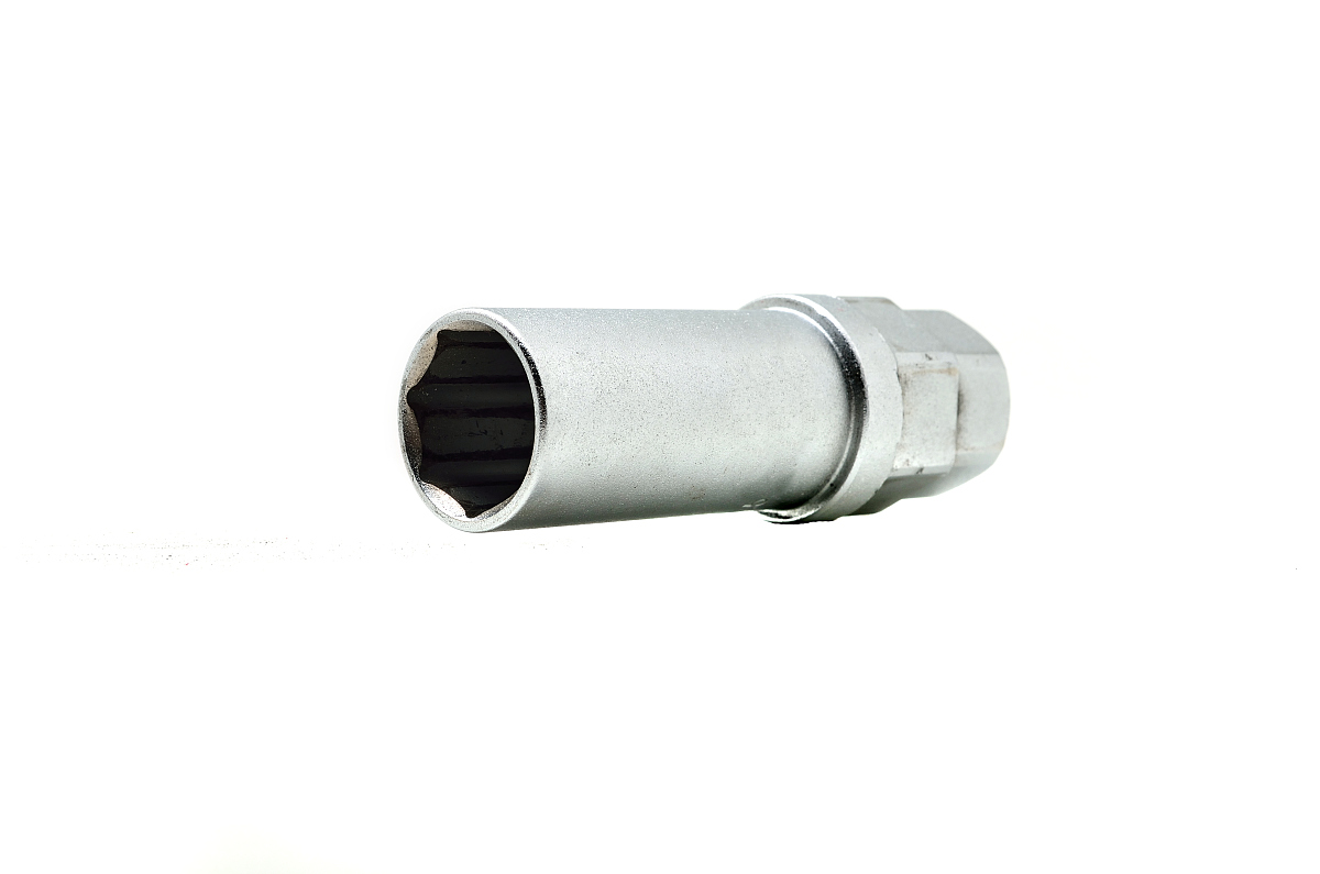 interchangeable heads for chrome socket wrench. isolated on whit