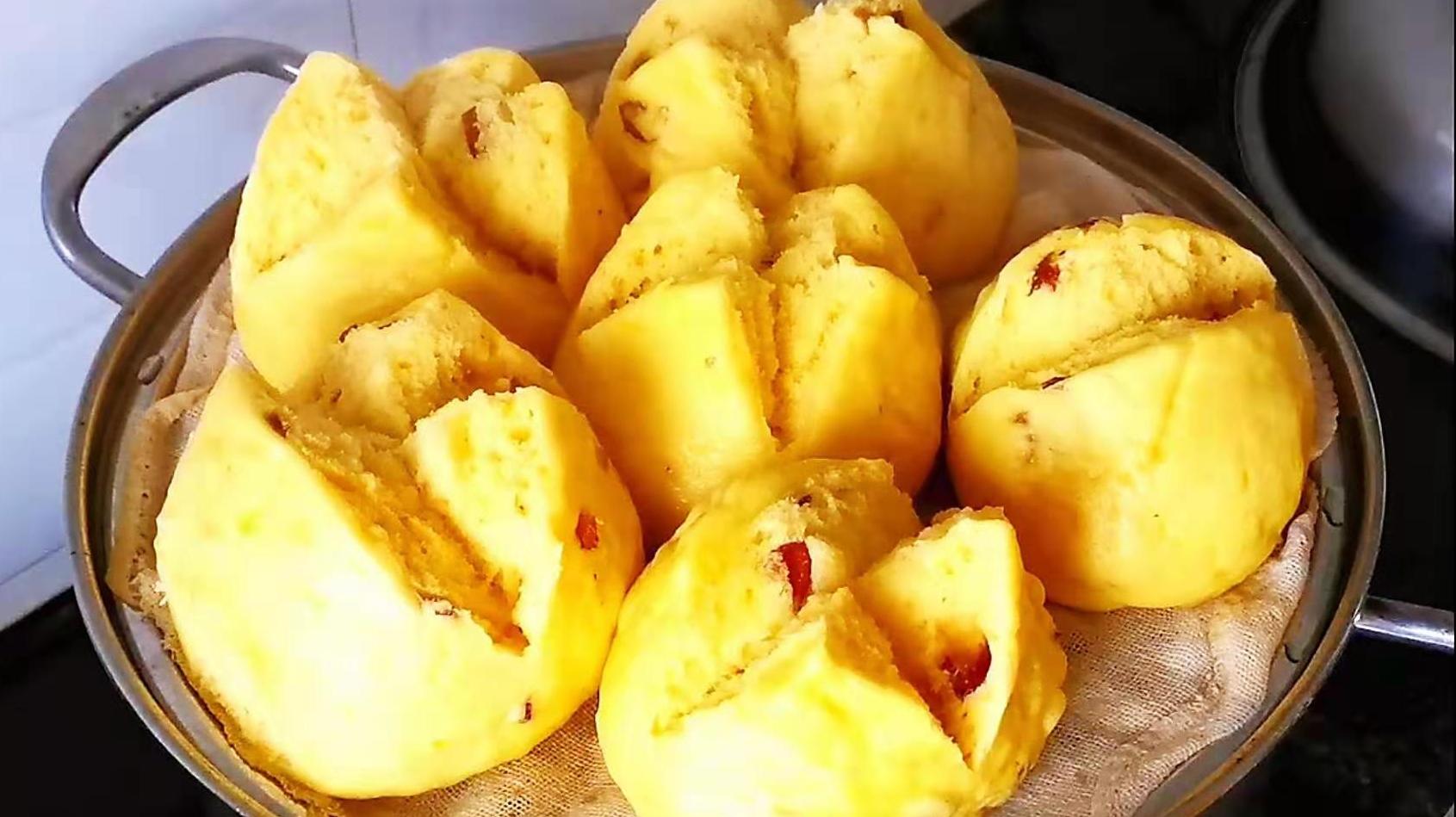 南瓜开花馒头正确做法,只要撑握这2点,个个开花,蓬松宣软!