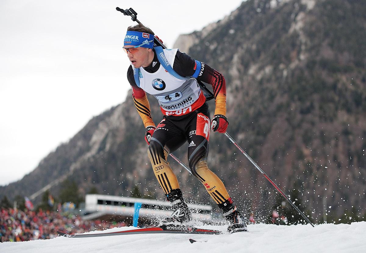 ruhpolding, germany - january 09:  simon schempp of germany in a