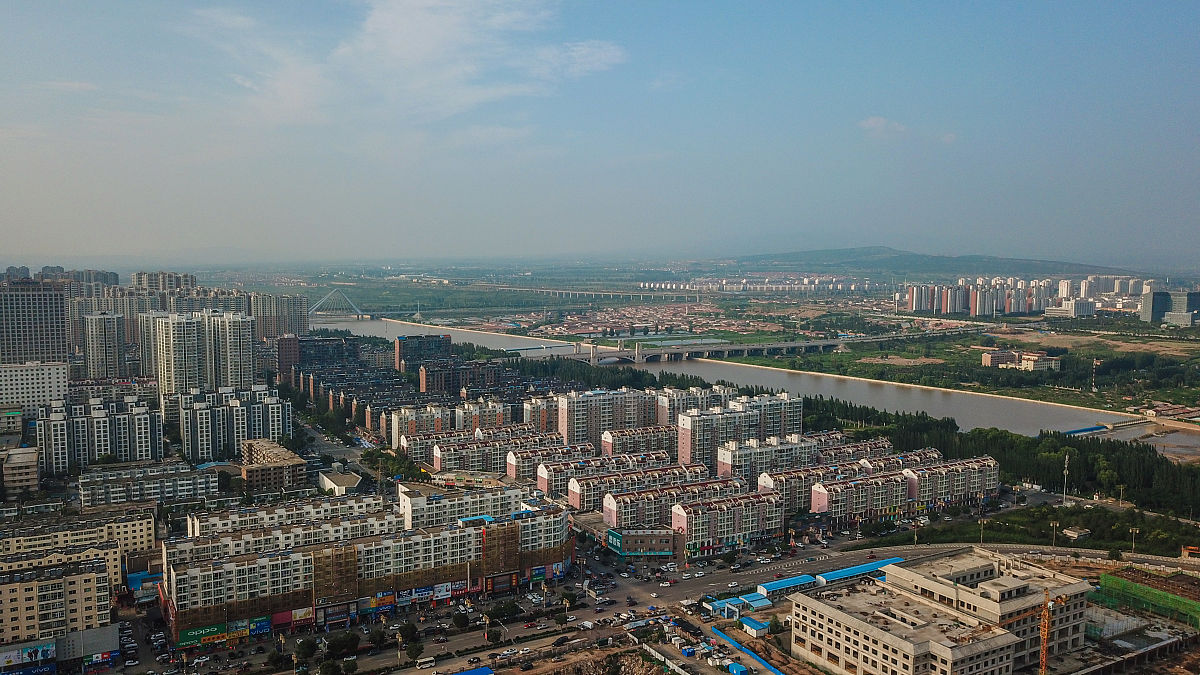 2018年7月,山西大同,航拍大同城市风光.