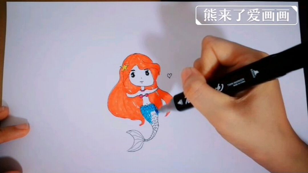 简笔画美人鱼公主,卡通画,你们会画美人鱼吗?