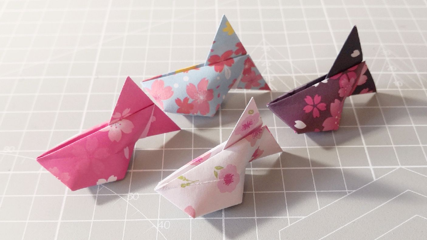 中国传统折纸小金鱼,多折几只放家里,年年有余哦!