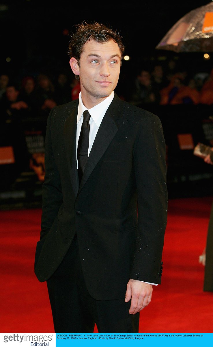 london - february 19:  actor jude law arrives at the orange brit