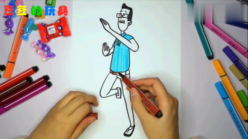 豆豆的玩具 简笔画 练功夫的小头爸爸