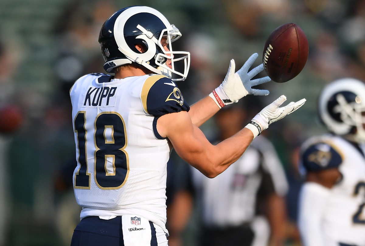 oakland, ca - august 19:  cooper kupp #18 of the los angeles ram