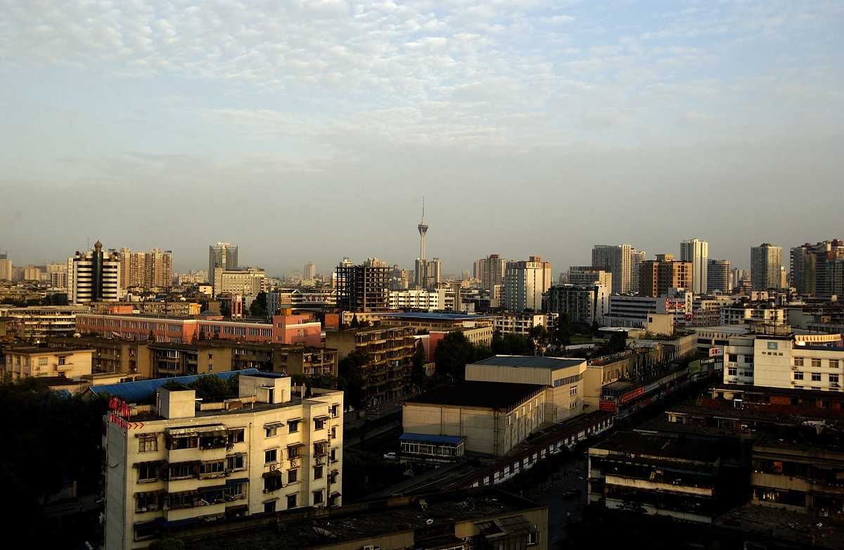 2008年6月22日,鸟瞰夕阳下的成都.+++_+++鸟瞰,夕阳,成都,楼,道路,景