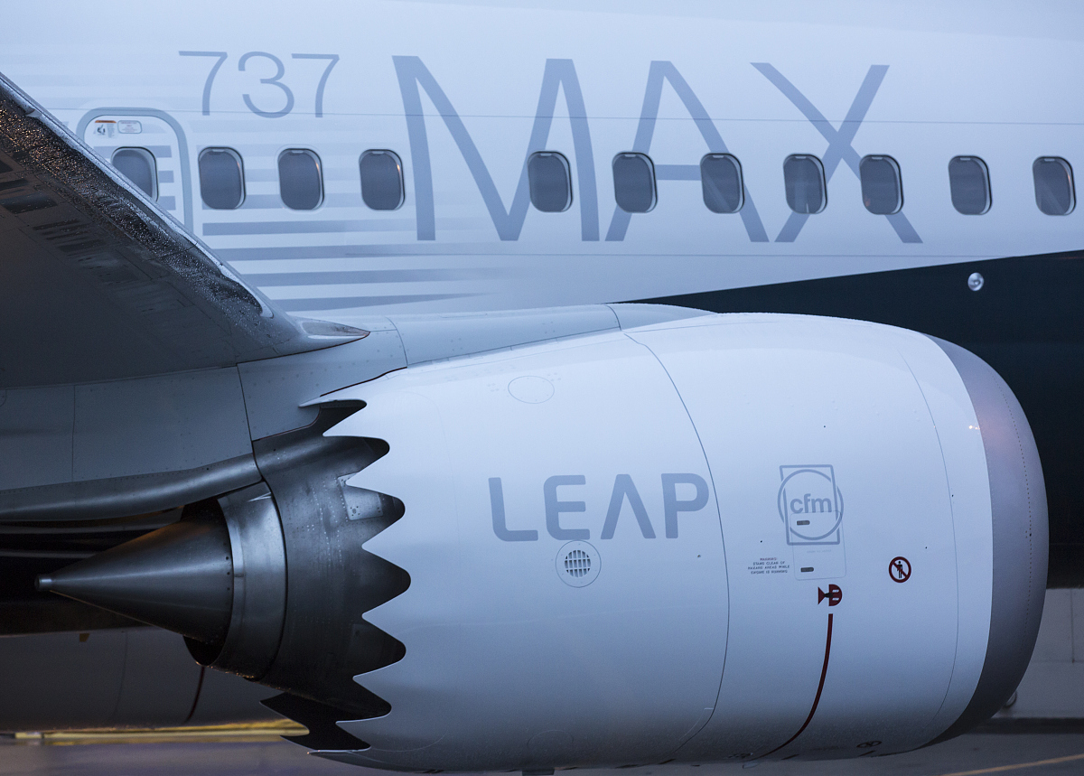 当地时间2015年12月8日,美国华盛顿州伦顿,波音公司第一架737 max 8在