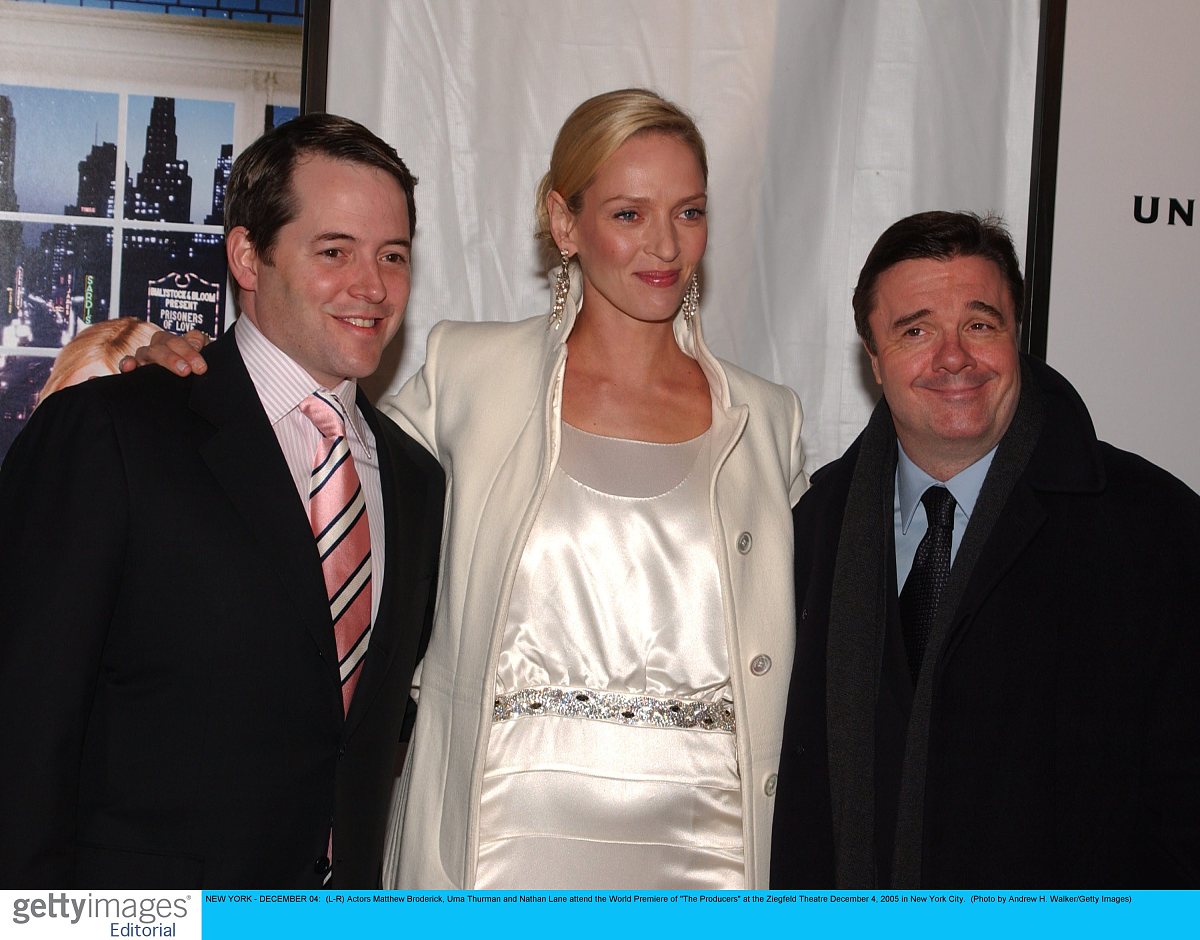 new york - december 04:  (l-r) actors matthew broderick, uma thu