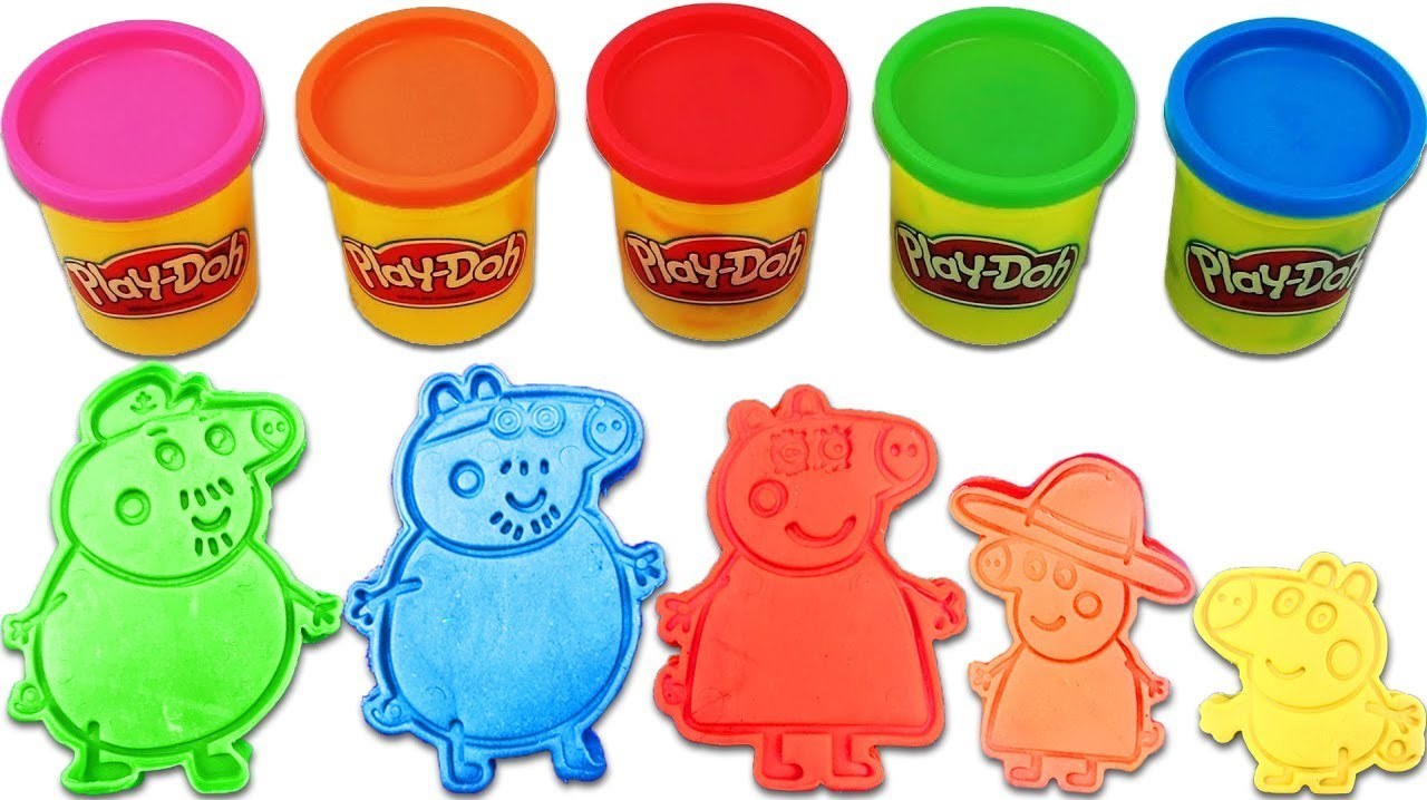 好可爱!如何用培乐多彩泥做出小猪佩奇一家?学色彩英语儿童玩具