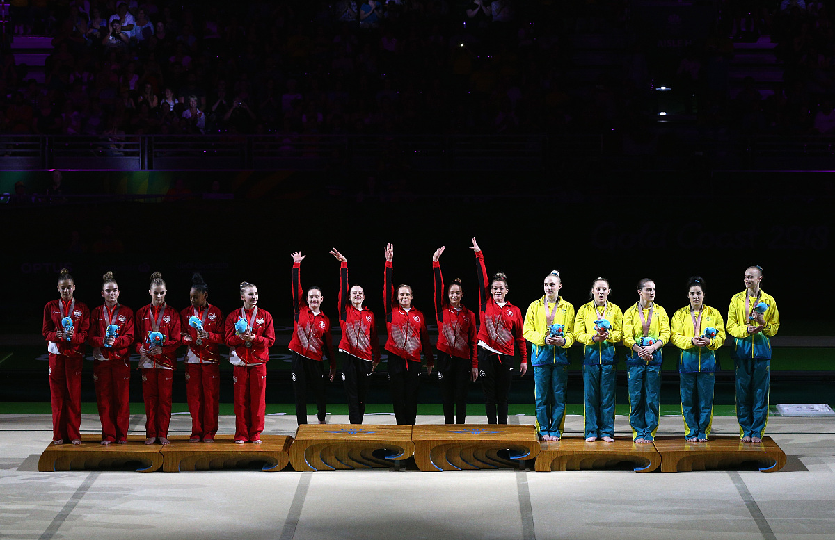 gold coast, aust<strong>r</strong>alia - april 06:  (l-r) silver medalists