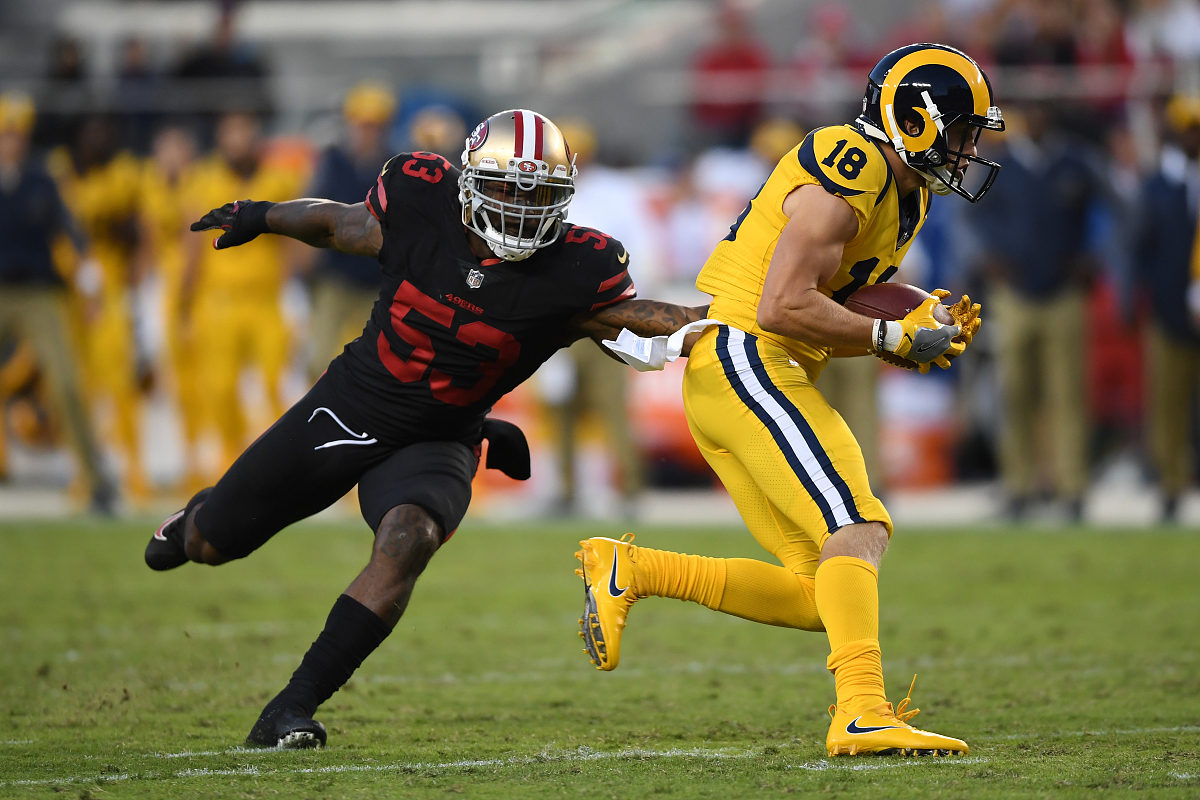 santa clara, ca - september 21:  cooper kupp #18 of the los ange