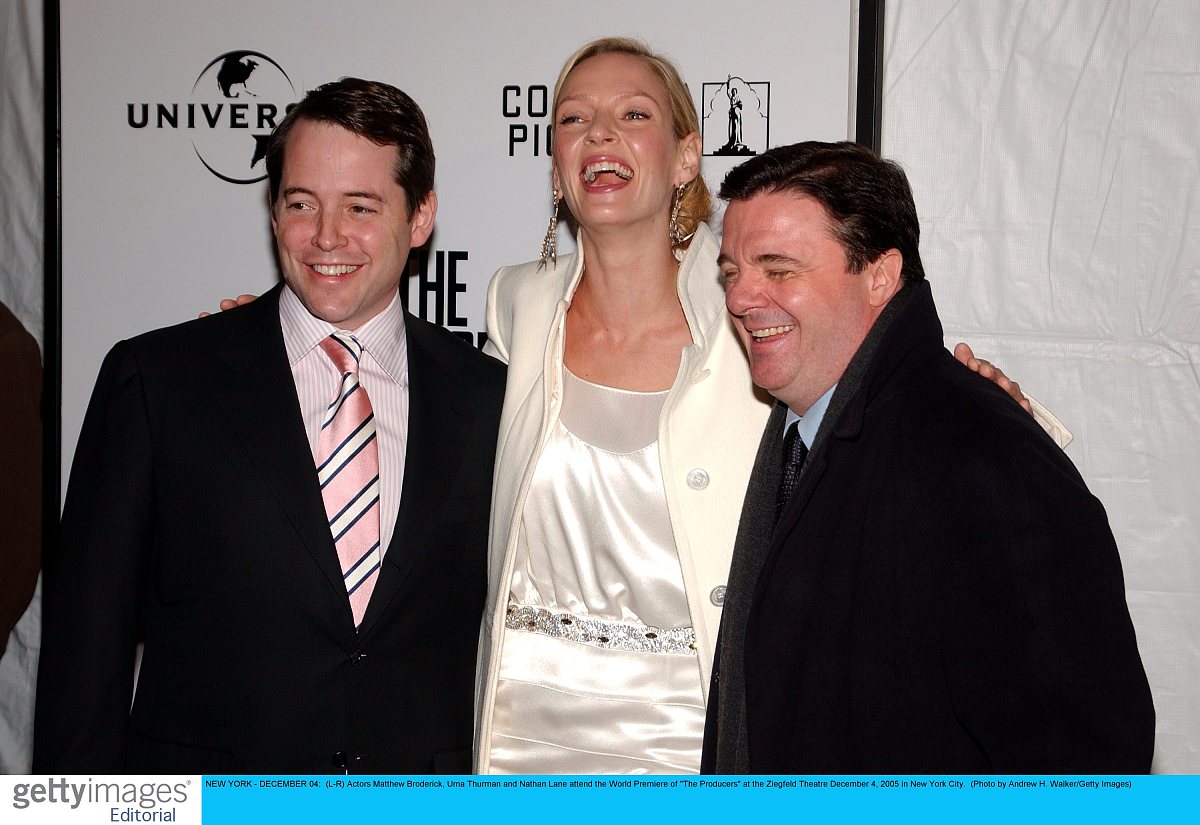 new york - december 04:  (l-r) actors matthew broderick, uma thu
