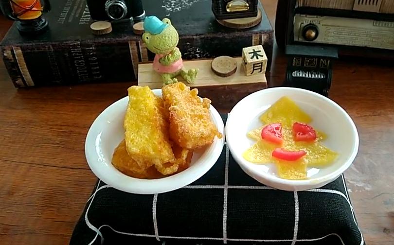 迷你厨房,食玩,2分钟用馒头做出迷你圣诞树爱心早餐