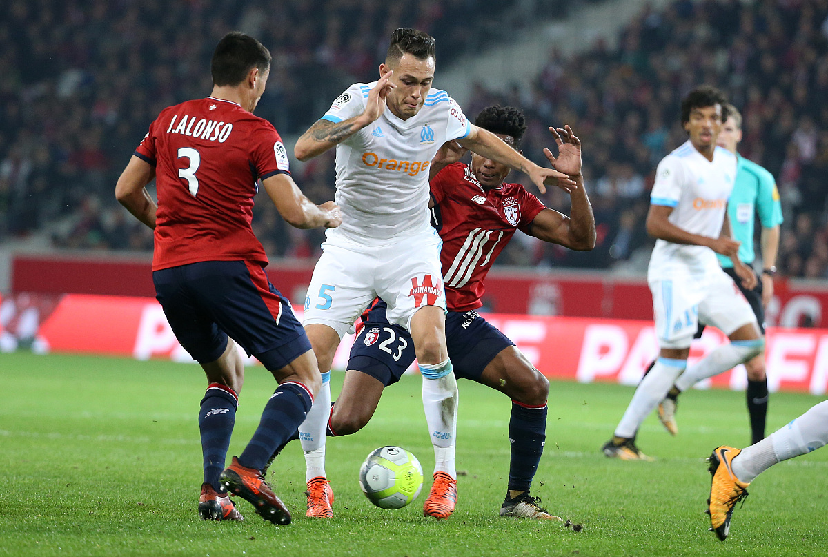 flille, france - october 29: lucas ocampos of om during the fren