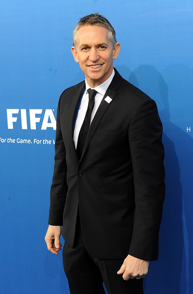 gary lineker arrives at the announcement of the fifa world cup 2