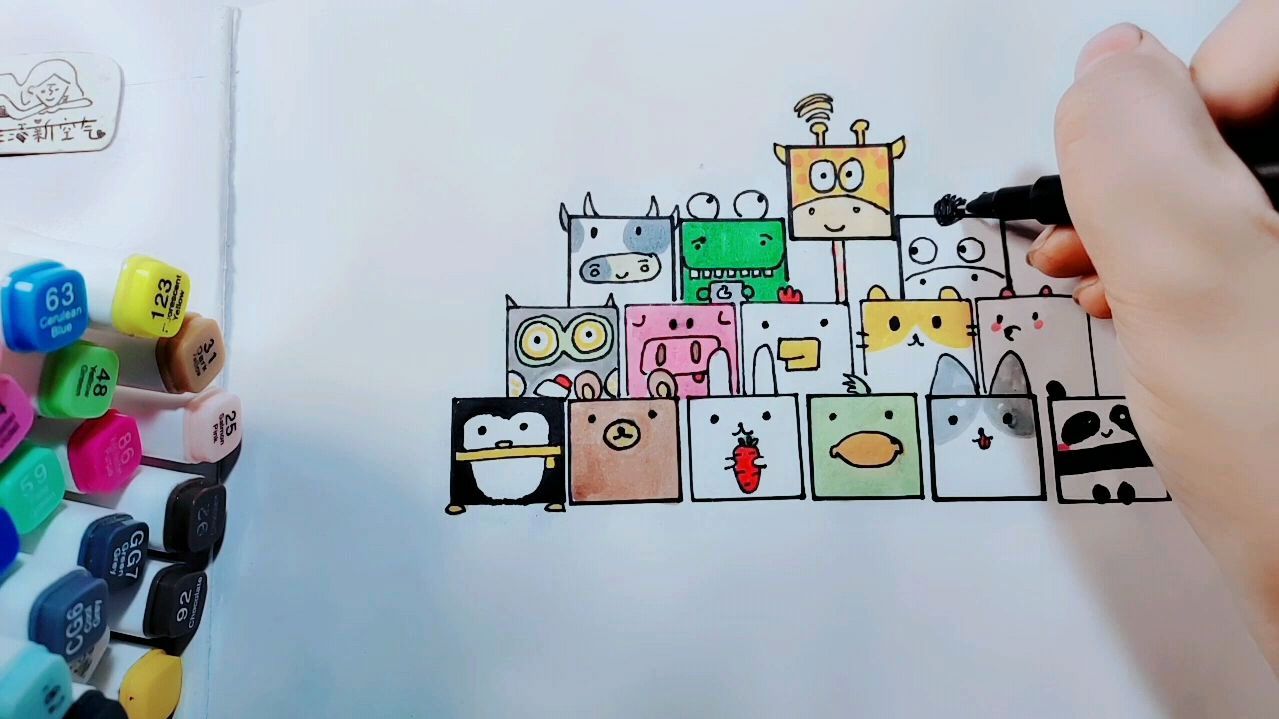 来一啵 正方形简笔画手账 太萌了