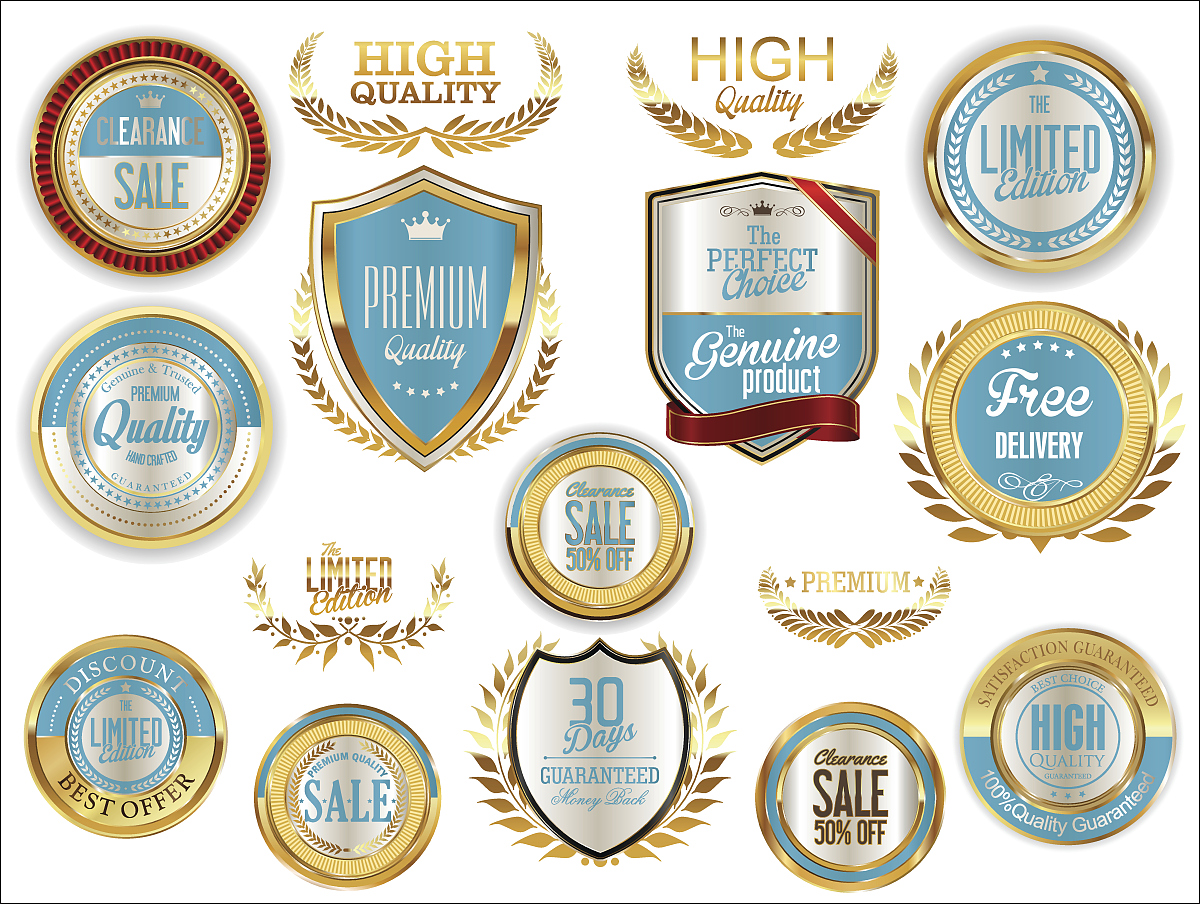 quality badges and labels retro collection