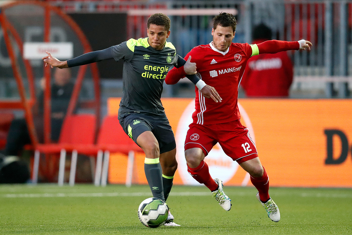 alemere, netherlands - april 13: (l-r) justin lonwijk of psv u23