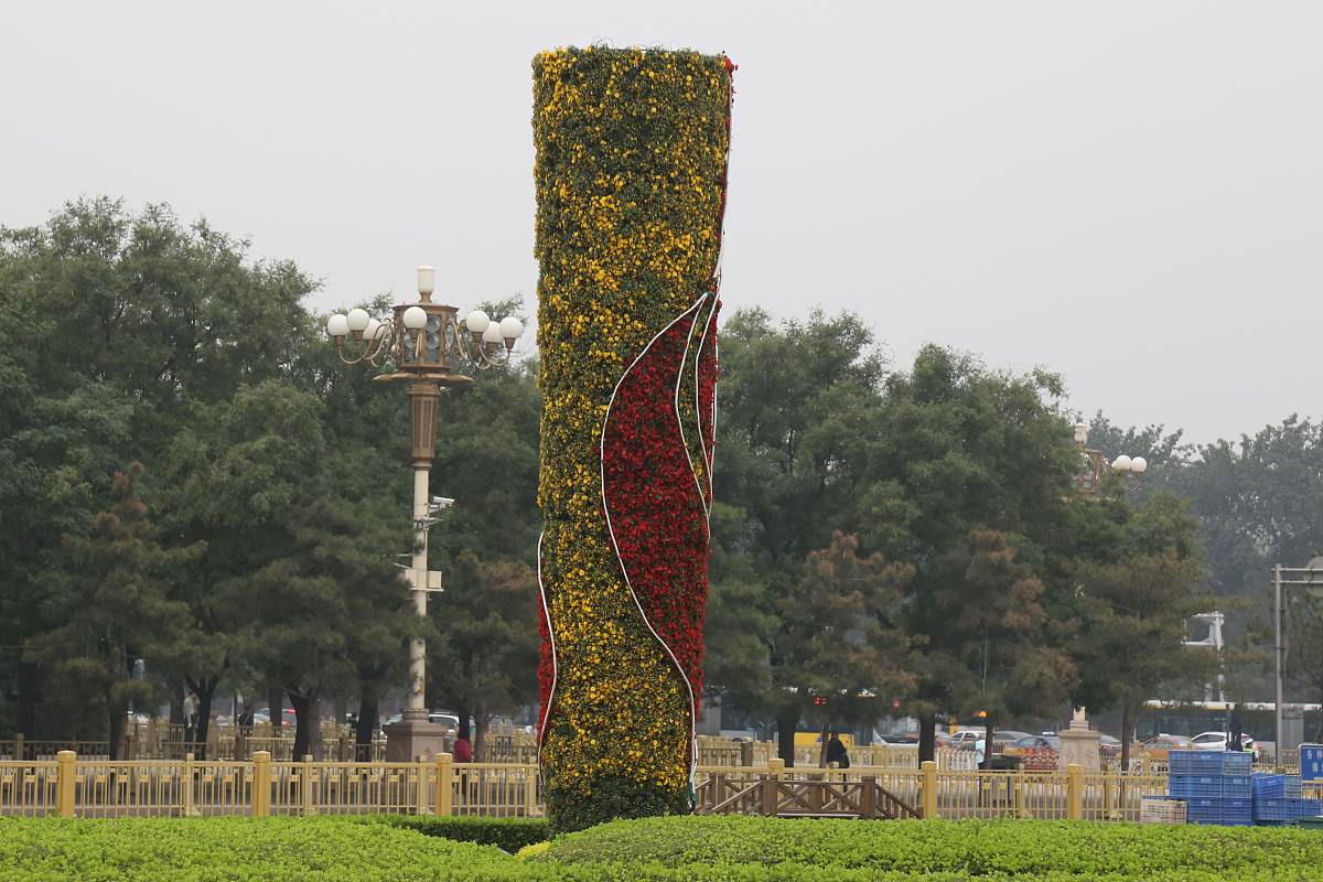 ***_***2014年9月22日,"国产菊花"在天安门广场东西两侧的"祥云柱"上