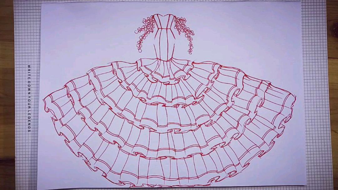 原创高级定制美人鱼蛋糕裙设计手绘:美人鱼就是美好美丽的象征!