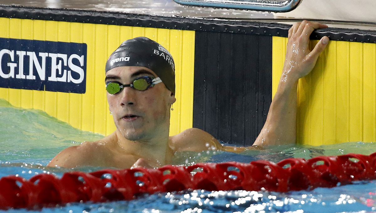 england's ada<strong>m</strong> barrett after winning the men's 100m butterfly