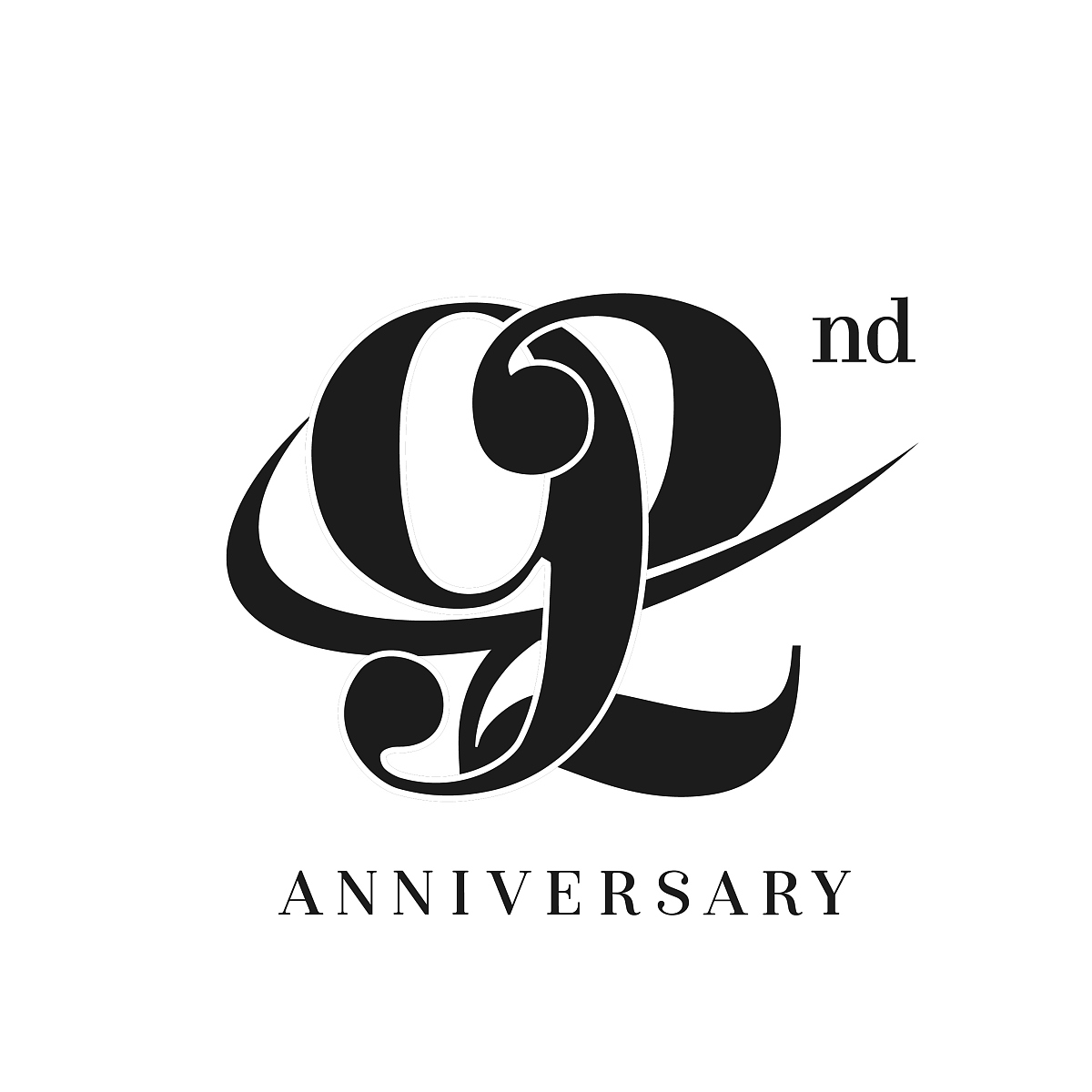 92 anniversary celebration simple monogram design. pictogram vec
