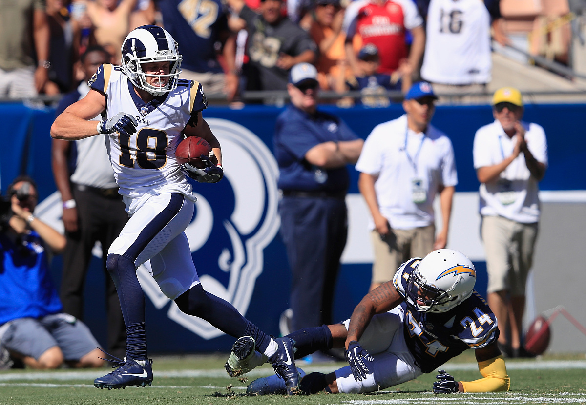 los angeles, ca - september 23:  cooper kupp #18 of the los ange