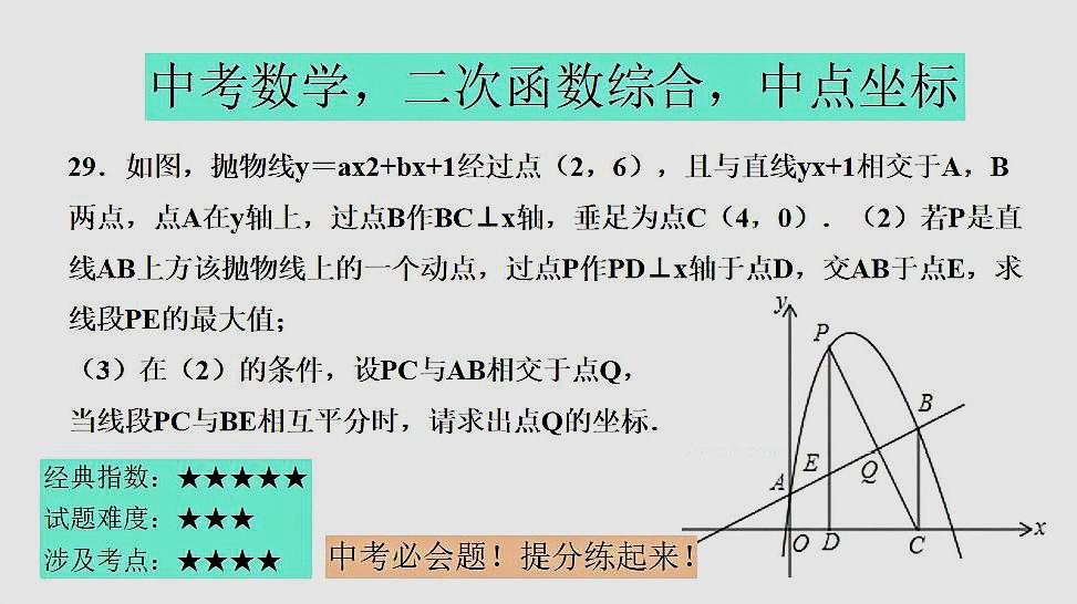 [图]中考数学复习,二次函数经典常考题,考查中点坐标公式!