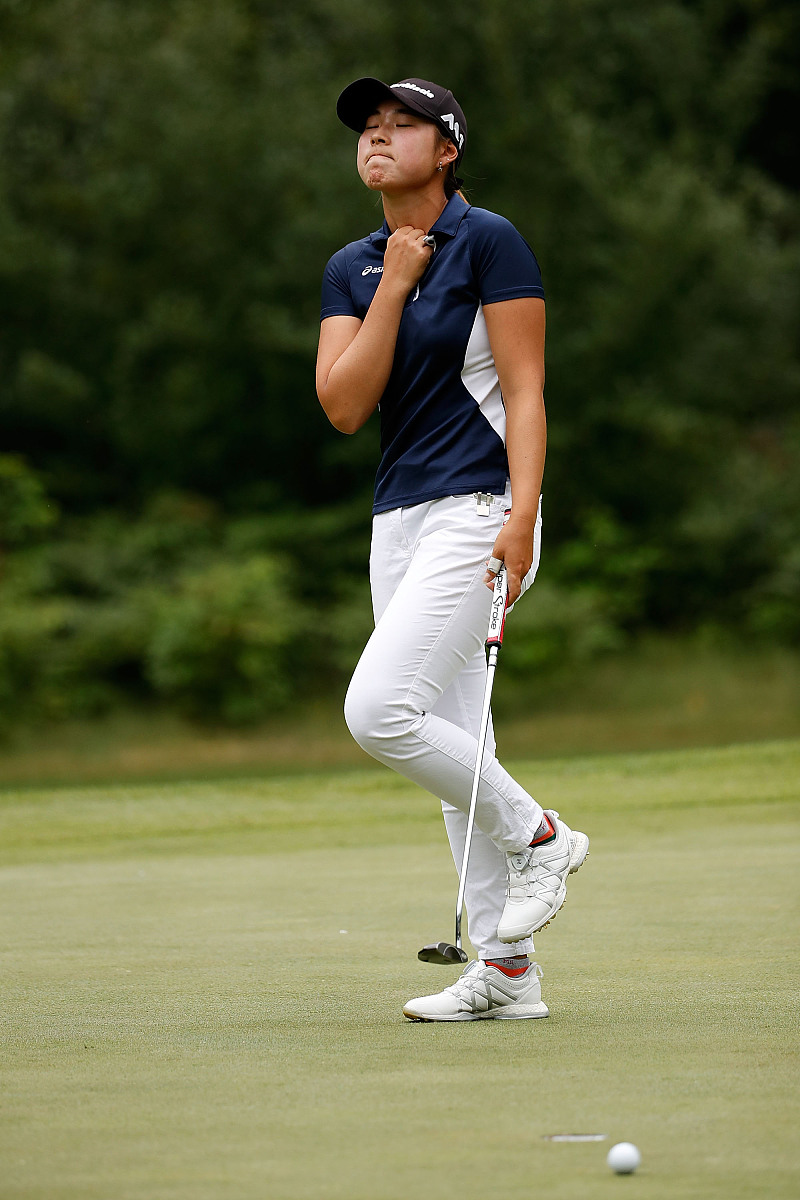 oneida, wi - july 06:  min-g kim of south korea reacts to a miss