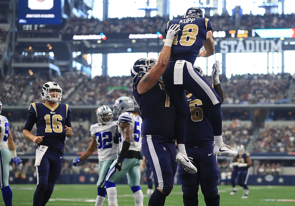 arlington, tx - october 01:  cooper kupp #18 of the los angeles 