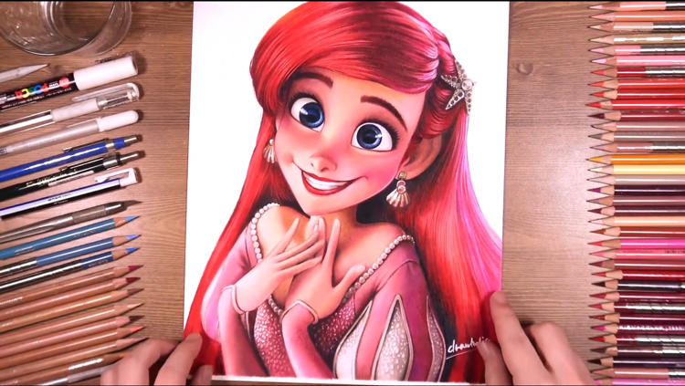 绘画:小美人鱼儿公主爱丽儿