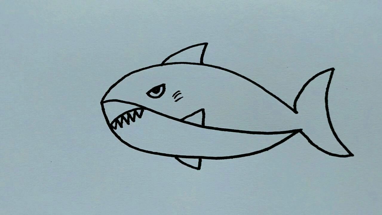 鲨鱼简笔画,一起画吧!