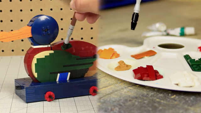 奇妙的乐高定格动画:做可爱小木鸭!上色过程太有趣啦!